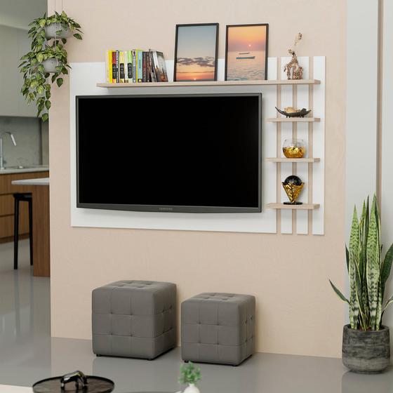 Painel de TV Ripado Até 32 Polegadas Com Prateleiras NetMobil Menor preço em Painel de TV Ripado Até 32 Polegadas Com Prateleiras NetMobil