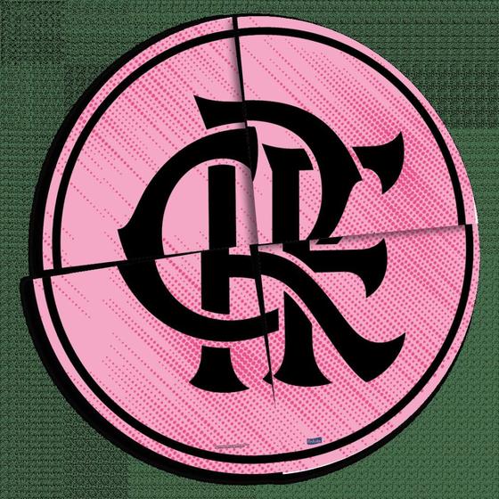 Imagem de Painel Decorativo do Flamengo Rosa Banner/Pôster Redondo 90cm x 90cm Com 4 Lâminas