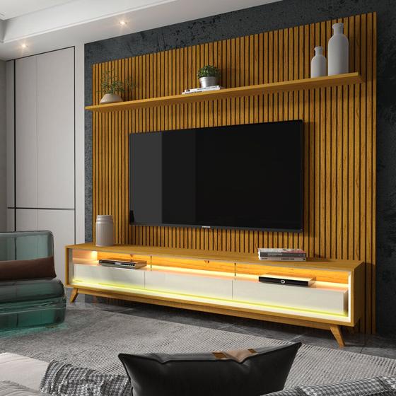 Painel e Rack Requinte Clean 220 Impressão Ripado 3D Naturale Off White - Gelius Menor preço em Painel e Rack Requinte Clean 220 Impressão Ripado 3D Naturale Off White - Gelius