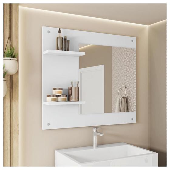 Imagem de Painel Espelho Multifuncional Banheiro Branco Towel Caemmun
