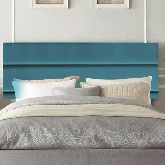 Imagem de Painel Estofada Argentina 195cm King Size Para Cama Box Quarto Suede Azul Turquesa - Gat Magazine