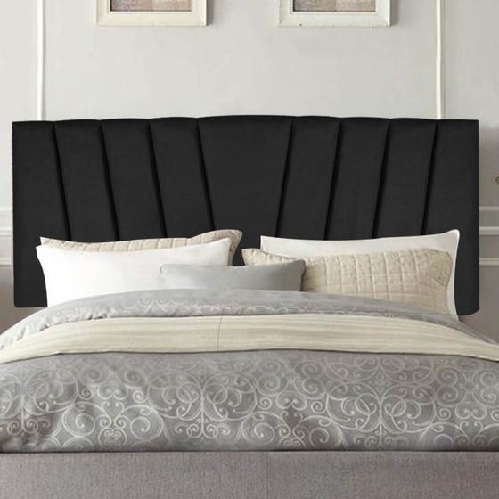 Imagem de Painel Estofada Bélgica 100cm Solteiro Para Cama Box Quarto material sintético Preto - Gat Magazine