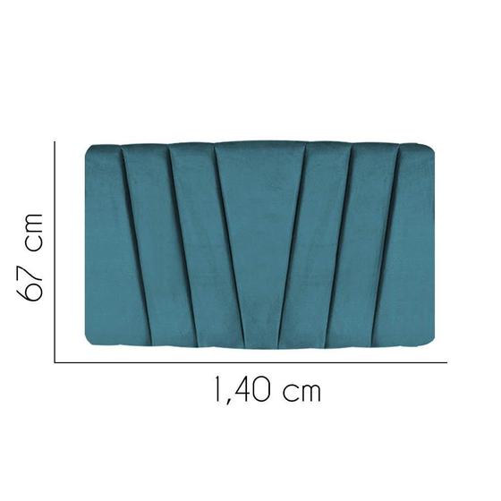 Imagem de Painel Estofada Bélgica 140 cm Casal Quarto para Cama Box Suede Azul Turquesa - KDAcanto Móveis