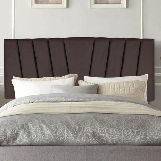 Imagem de Painel Estofada Bélgica 160cm Queen Size Para Cama Box Quarto Suede Marrom - Ahz Móveis