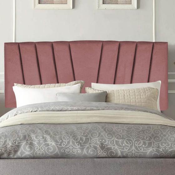 Imagem de Painel Estofada Bélgica 195cm King Size Para Cama Box Quarto Suede Rose Gold - Gat Magazine