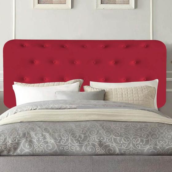 Imagem de Painel Estofada Brenda 140 cm Casal Quarto para Cama Box material sintético Vermelho - Damaffê Móveis