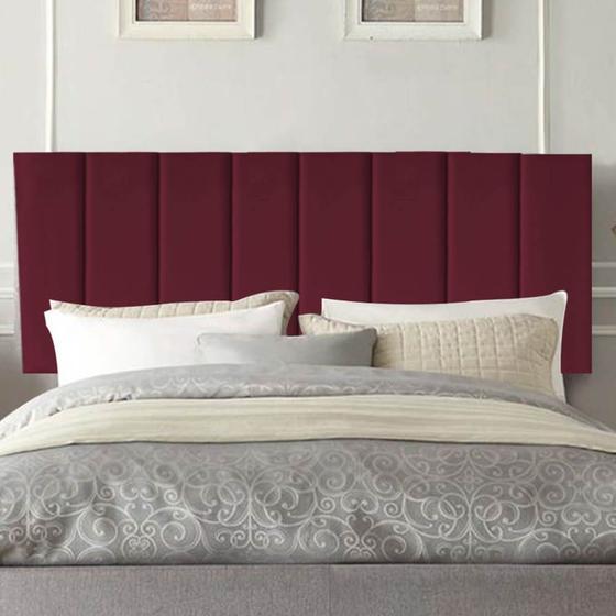 Imagem de Painel Estofada Carla 100CM Solteiro Suede Bordo - D A DECOR