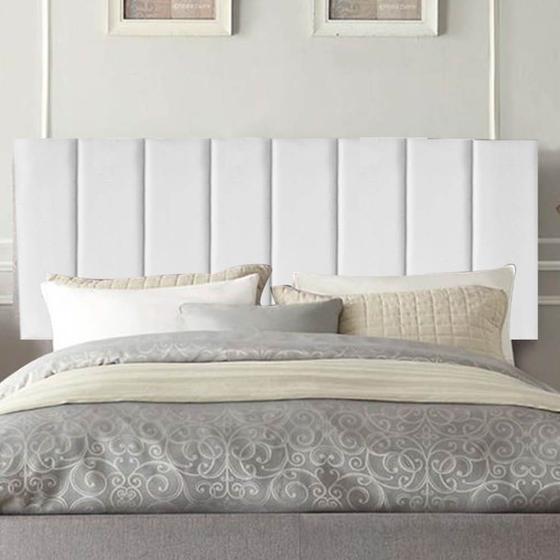 Imagem de Painel Estofada Carla 160cm Queen Size Para Cama Box Quarto Suede Branco - Gat Magazine