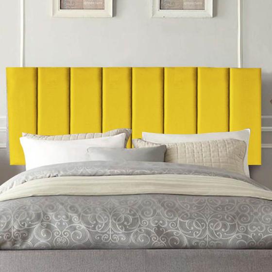 Imagem de Painel Estofada Carla 90cm Solteiro Para Cama Box Quarto Suede Amarelo - Gat Magazine