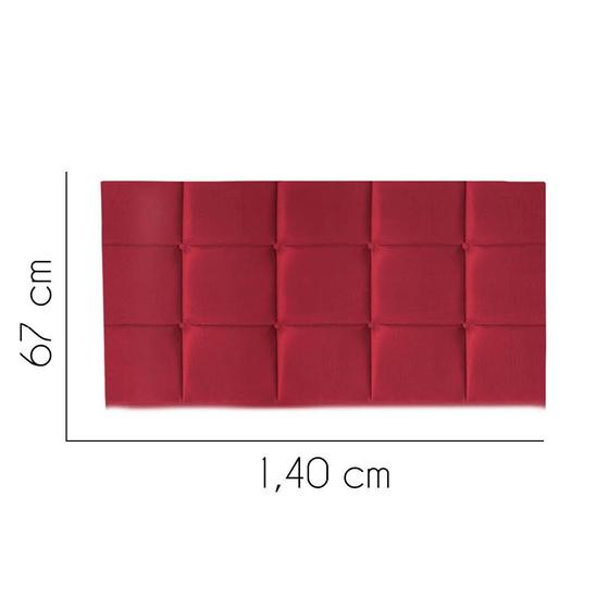 Imagem de Painel Estofada Damares 140 cm Casal Quarto para Cama Box material sintético Vermelho - KDAcanto Móveis