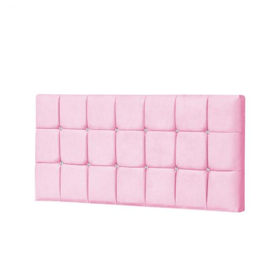 Imagem de Painel Estofada Espanha 140CM Casal Strass Suede Rosa - D A DECOR