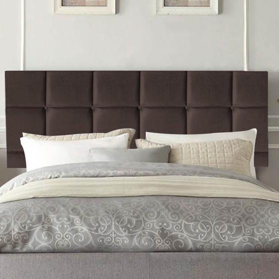 Imagem de Painel Estofada Espanha 160cm Queen Size Para Cama Box Quarto Suede Marrom - Ahz Móveis