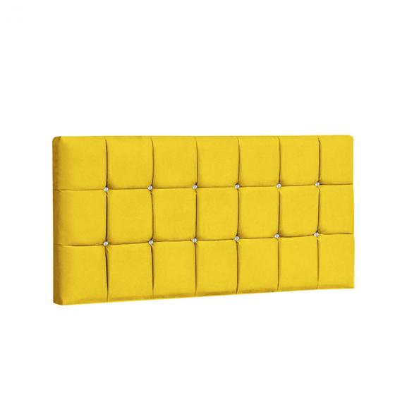 Imagem de Painel Estofada Espanha 160CM Queen Strass Suede Amarelo - D A DECOR