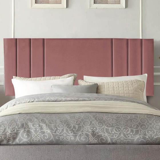 Imagem de Painel Estofada Grécia 140 cm Casal Quarto para Cama Box Suede Rose Gold - Damaffê Móveis