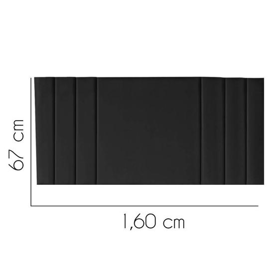 Imagem de Painel Estofada Grécia 160 cm Queen Size Quarto para Cama Box Suede Preto - KDAcanto Móveis