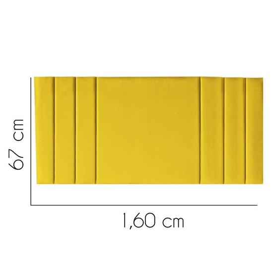 Imagem de Painel Estofada Grécia 160 cm Queen Size Quarto para Cama Box Tecido Sintético Amarelo - KDAcanto Móveis