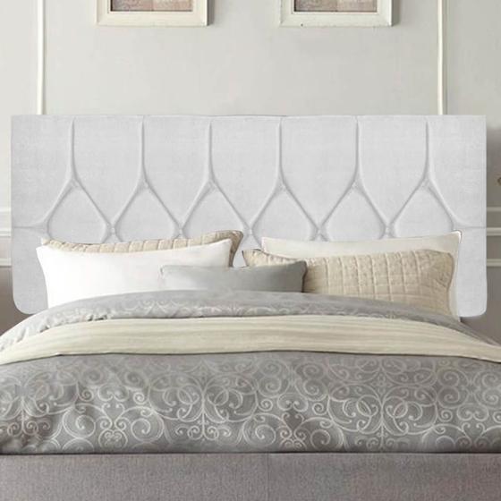 Imagem de Painel Estofada Istambul Botão Capitonê 100cm Solteiro Para Cama Box Quarto Suede Branco - Gat Magazine