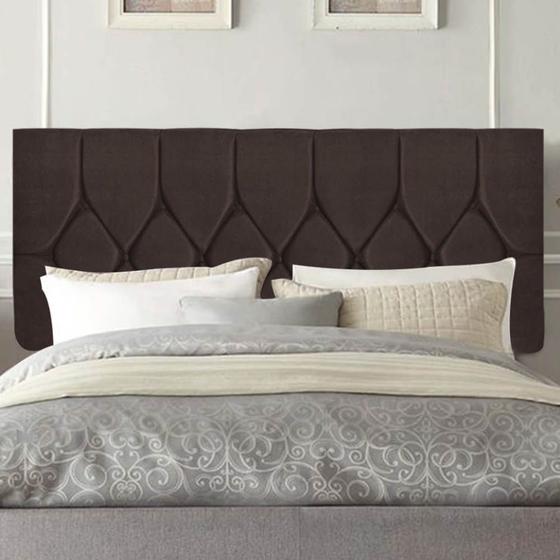 Imagem de Painel Estofada Istambul Botão Capitonê 160cm Queen Size Para Cama Box Quarto material sintético Marrom - Ahz Móveis