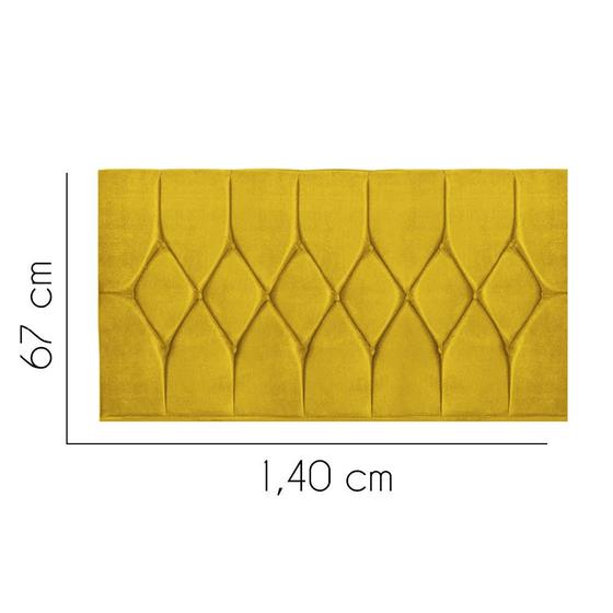 Imagem de Painel Estofada Istambul Capitonê 140 cm Casal Quarto para Cama Box material sintético Amarelo - KDAcanto Móveis