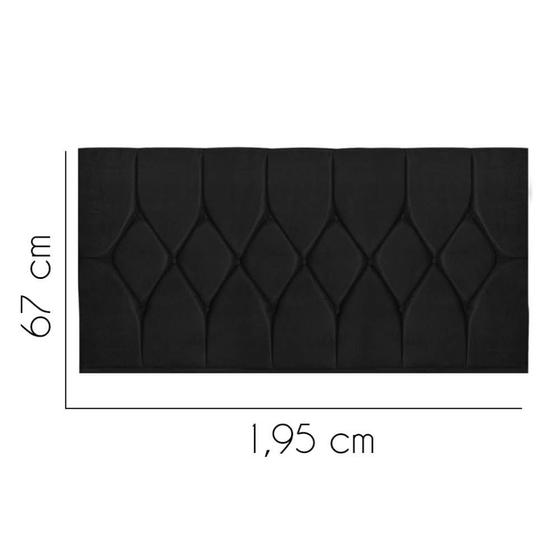 Imagem de Painel Estofada Istambul Capitonê 195 cm King Size Quarto para Cama Box Tecido Sintético Preto - KDAcanto Móveis