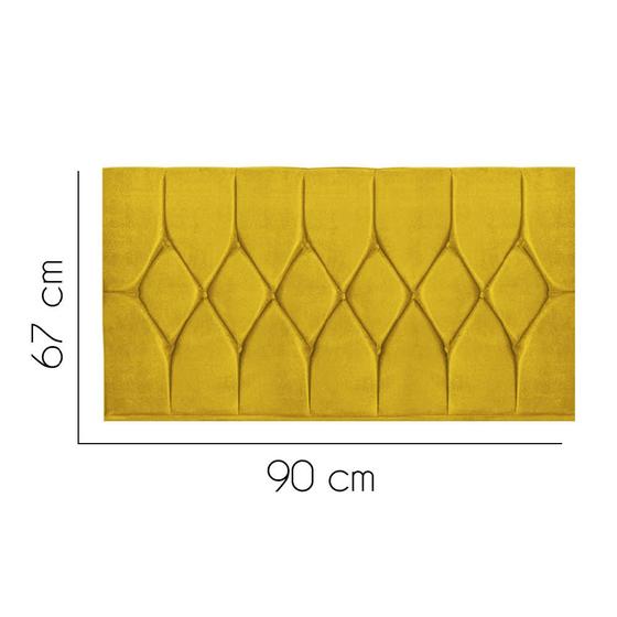 Imagem de Painel Estofada Istambul Capitonê 90 cm Solteiro Quarto para Cama Box material sintético Amarelo - KDAcanto Móveis