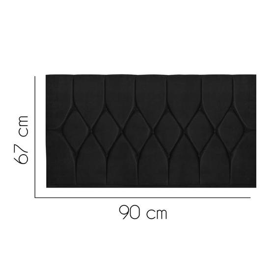 Imagem de Painel Estofada Istambul Capitonê 90 cm Solteiro Quarto para Cama Box Suede Preto - KDAcanto Móveis