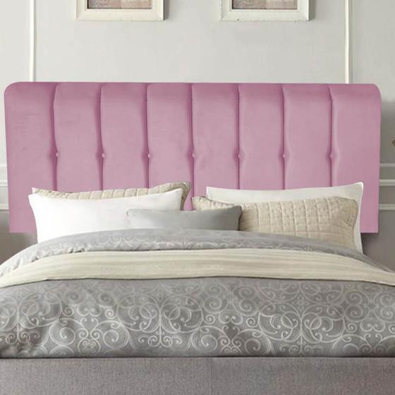 Imagem de Painel Estofada Kiara 195cm King Size Box Quarto Suede Rosa Bebê - Gat Magazine