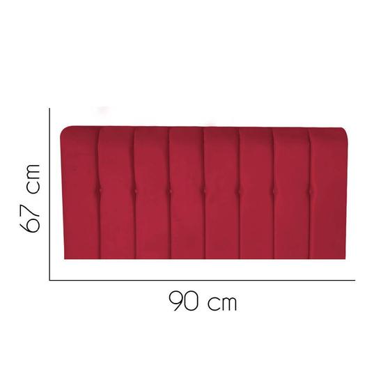 Imagem de Painel Estofada Kiara 90 cm Solteiro Quarto para Cama Box Tecido Sintético Vermelho - KDAcanto Móveis