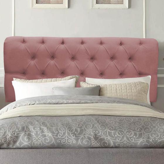 Imagem de Painel Estofada Lady Capitonê 100 cm Solteiro Quarto para Cama Box Suede Rose Gold - Damaffê Móveis