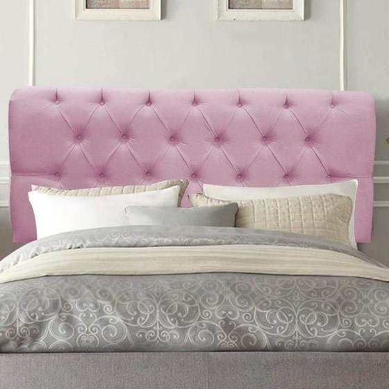 Imagem de Painel Estofada Paris Botão Capitonê 100cm Solteiro Para Cama Box Quarto Suede Rosa Bebê - Ahz Móveis