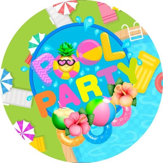 Imagem de Painel Festa Redondo C/ Elástico 1,50m Pool Party