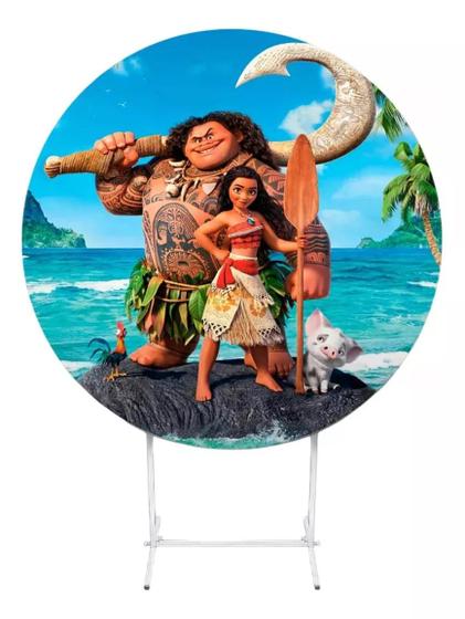 Imagem de Painel Festa Redondo Sublimado Moana Decoração