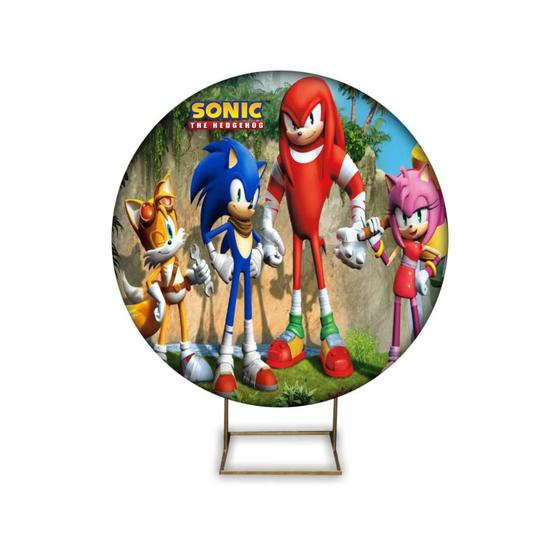 Imagem de Painel Festa Sonic Grande Redondo Decoração Aniversário pra Menino 1,50 Metros