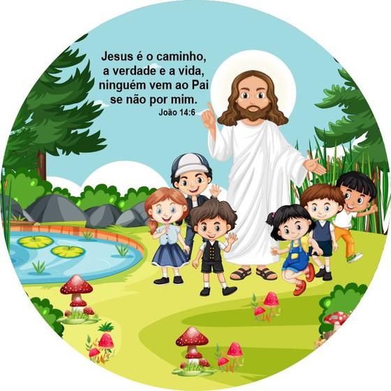 Imagem de Painel Festa Sublimado C/ Elástico 1,50m Jesus e as crianças
