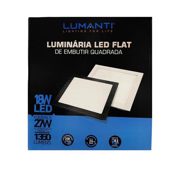 Imagem de Painel Flat LED 18W Embutir Preto