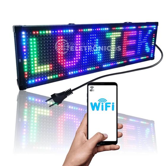Imagem de Painel Full Letreiro Digital Wi-fi Luminoso LED RGB 6820 Interno Bivolt Tomada Cabo 1.20cm LKG6820