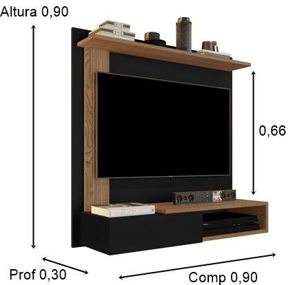 Imagem de Painel Giovani Até 32 Polegadas Preto / Freijó - Comprar Moveis em Casa