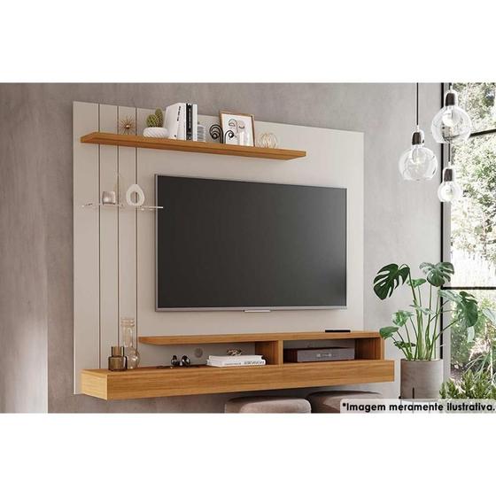 Painel Home p/TV até 50 Polegadas Valência Plus c/ Prateleira e Nichos 160x135cm Off White/Nature - Permóbili Imagem de Painel Home p/TV até 50 Polegadas Valência Plus c/ Prateleira e Nichos 160x135cm Off White/Nature - Permóbili