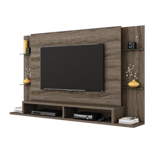 Imagem de Painel Home p/ TV Denver com Bancada e Prateleiras de Vidro para TV 55" Carvalho Berlim