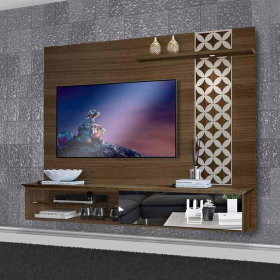 Imagem de Painel Home para Tv Luapa com Led e Porta de Correr Versalio Amendoa / Off White