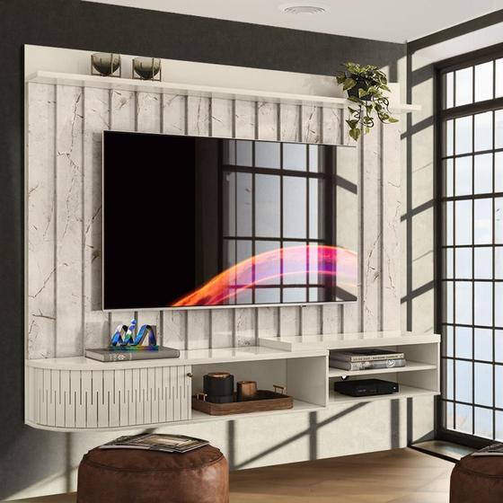 Imagem de Painel Home Ripado Para TV Até 75 Polegadas Calacata Off White Interceptor Shop JM