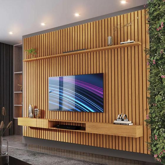 Imagem de Painel Home Ripado TV Até 75 Polegadas 2.2 Nature Valerius Shop JM