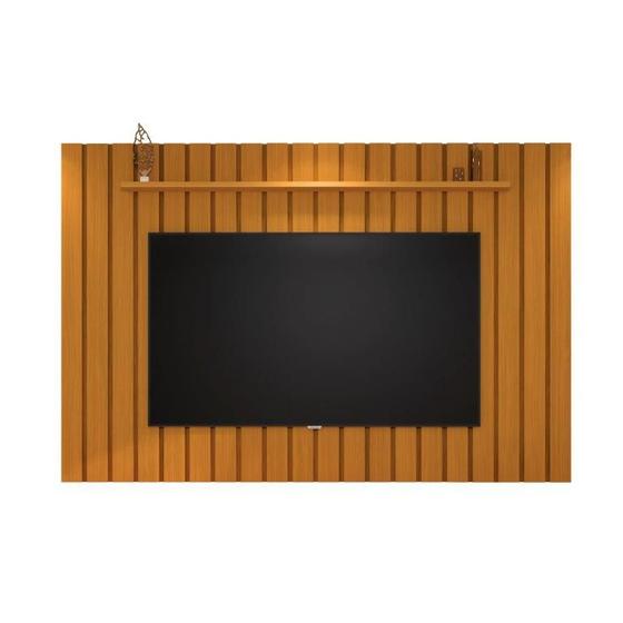 Imagem de Painel Home Suspenso Brisye ripado grande 2.60m 260cm para TV até 75'' polegadas campeão de vendas cor Cedro rústico