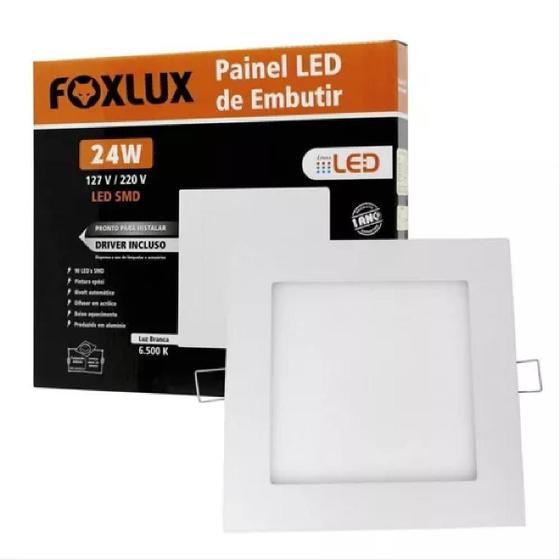 Imagem de Painel Led 24W Downlight Luz Branca Quadrada Embutir Foxlux