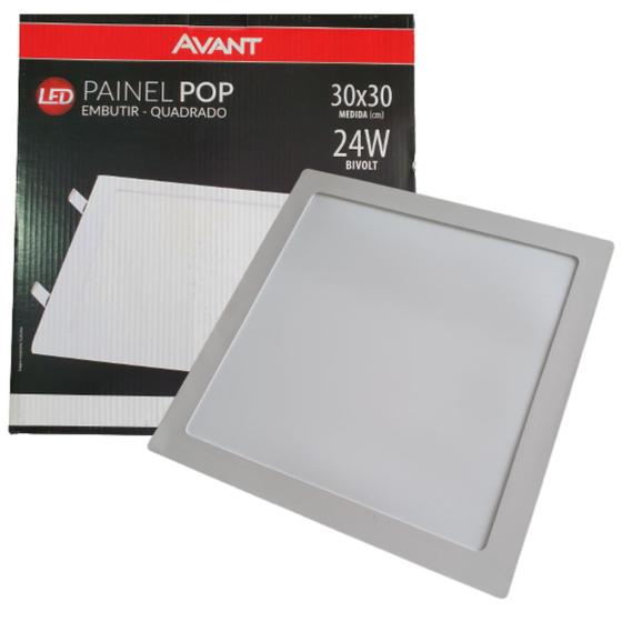Painel led 24w embutir quadrado branco frio bivolt luminaria AVANT