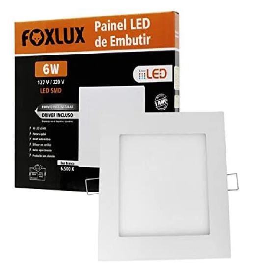 Imagem de Painel LED 6W Downlight Bivolt 6500K Quadrado Embutir Foxlux