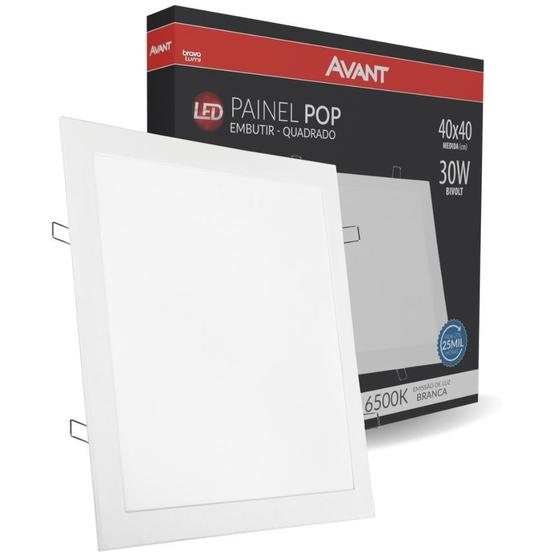 Painel Led Avant Quadrado Embutir 30W 40X40 Bivolt 6500K - Painel de ...