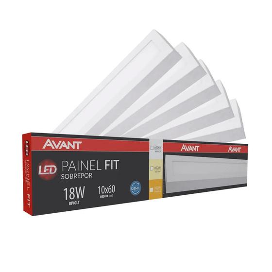 Imagem de Painel Led Avant Retangular 18w 10x60cm Sobrepor 3000k 5 Un.