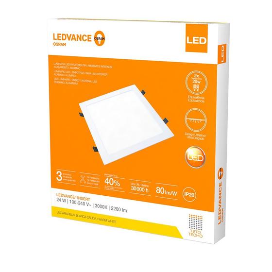 Imagem de Painel led embutir 24w 3000k biv. quadrado ledvance 7014199