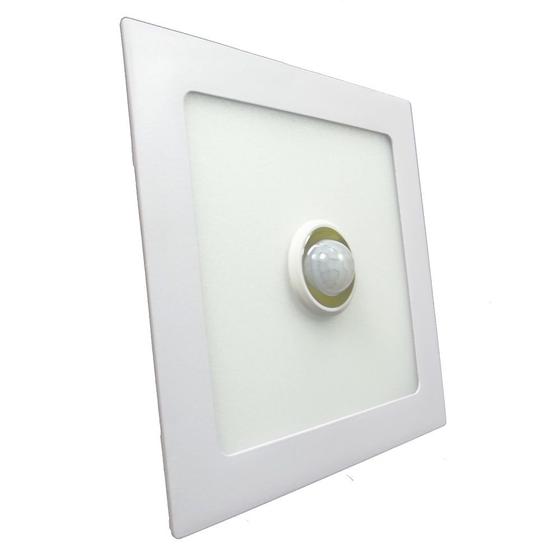 Imagem de Painel Led Embutir 6w Quadrada Branco Quente 3000k Com Sensor De Presença Dia/Noite